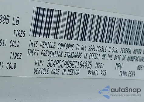2014 Dodge Journey American Value Pkg z USA, uszkodzony, nr VIN 3C4PDCAB5ET164035